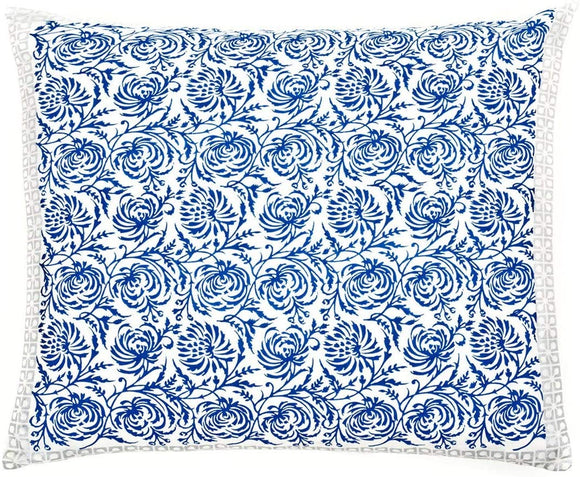 Handmade Vine Blue Decorative Accent Pillow White Modern Contemporary Cotton Polyester