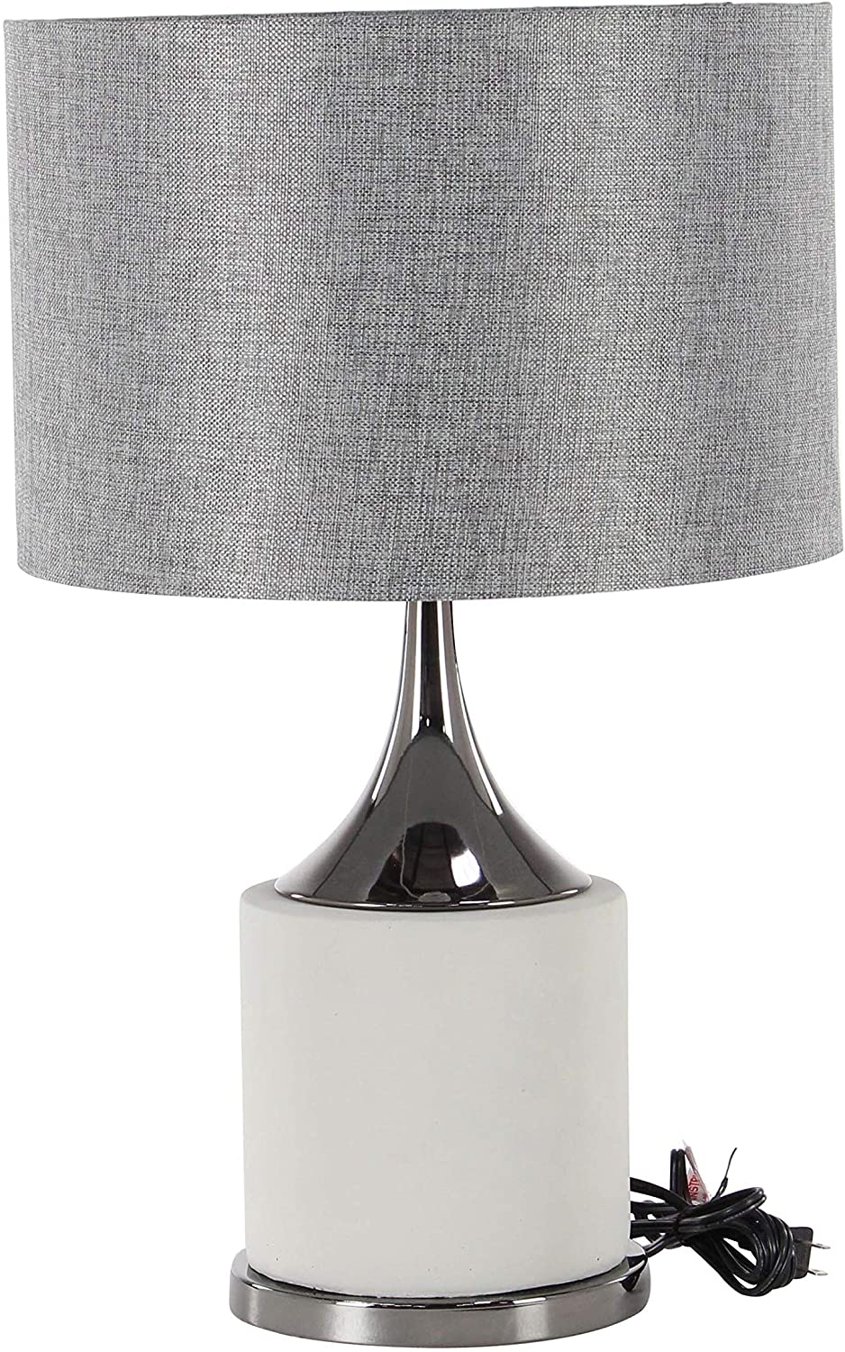 Grey Concrete Table Lamp 24" Uplight Desk Lamp Drum Shade Accent Reading Light Modern Offices Home Bedroom Living Room Iron