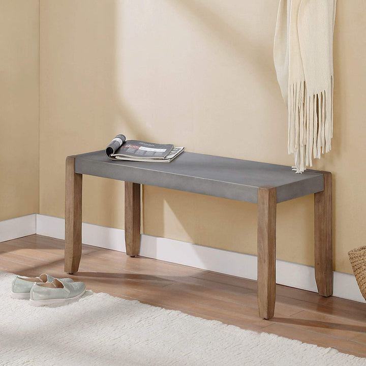 Enchanted Acre 40 inch Faux Concrete Wood Bench Grey Solid