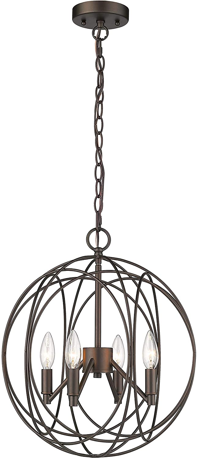 4 Light Oil Rubbed Bronze Pendant Transitional Steel