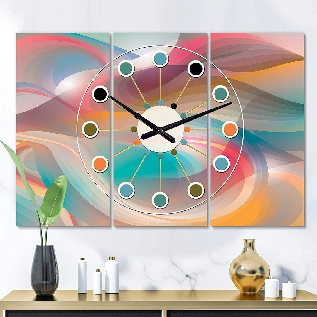 Retro Shining Colour Waves' Oversized Mid Century Wall Clock