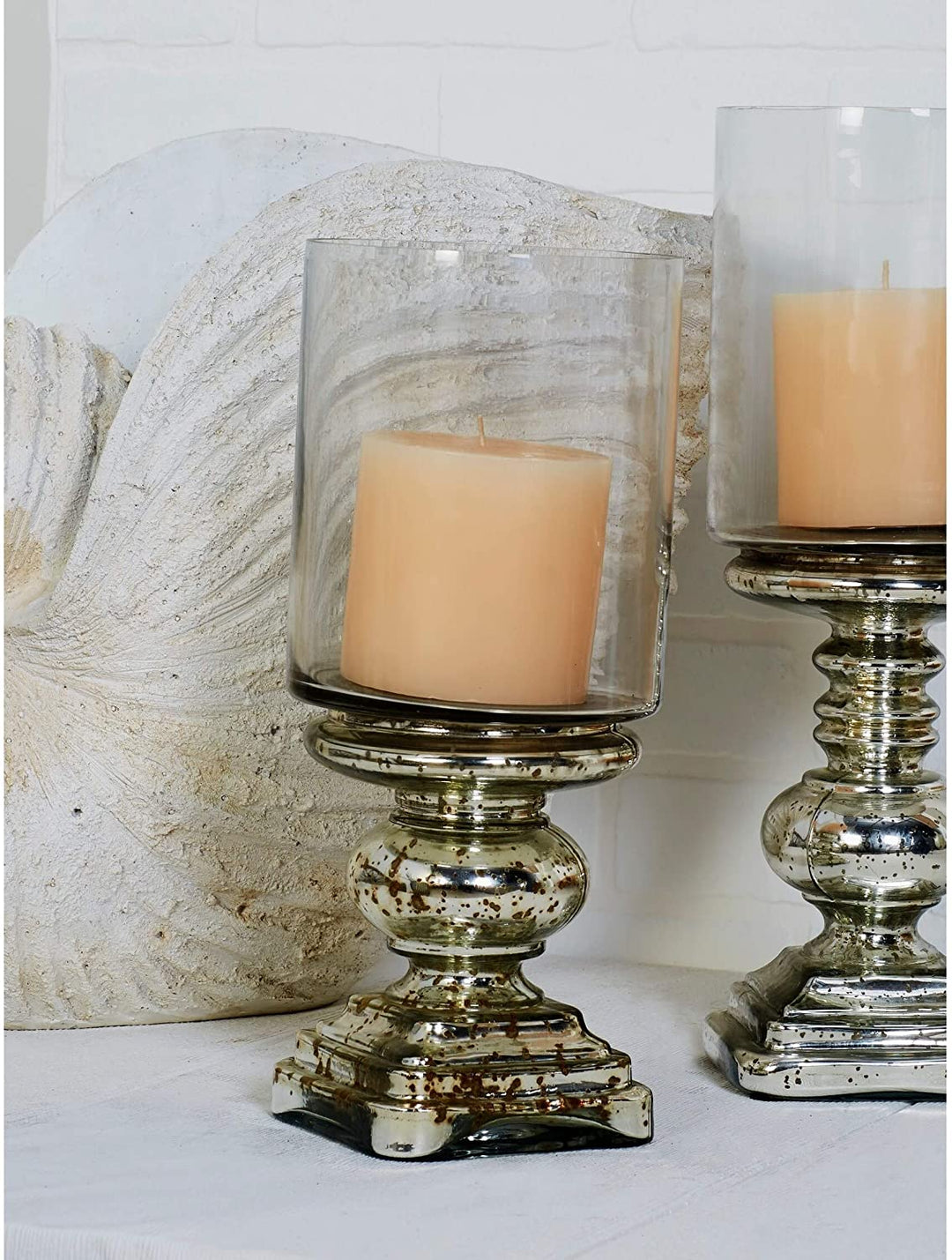 Joyful Stream Glass Candle Holder Hurricane Clear Silver