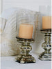 MISC Joyful Stream Glass Candle Holder Hurricane Clear Silver Farmhouse
