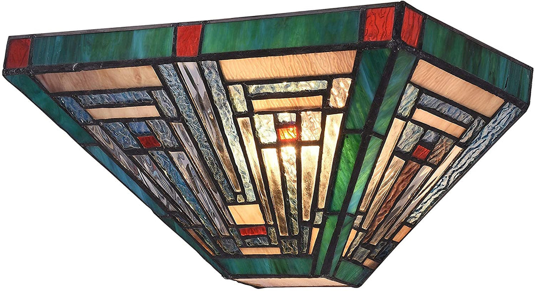 1 Light Mission Stained Glass Wall Sconce Color Mission