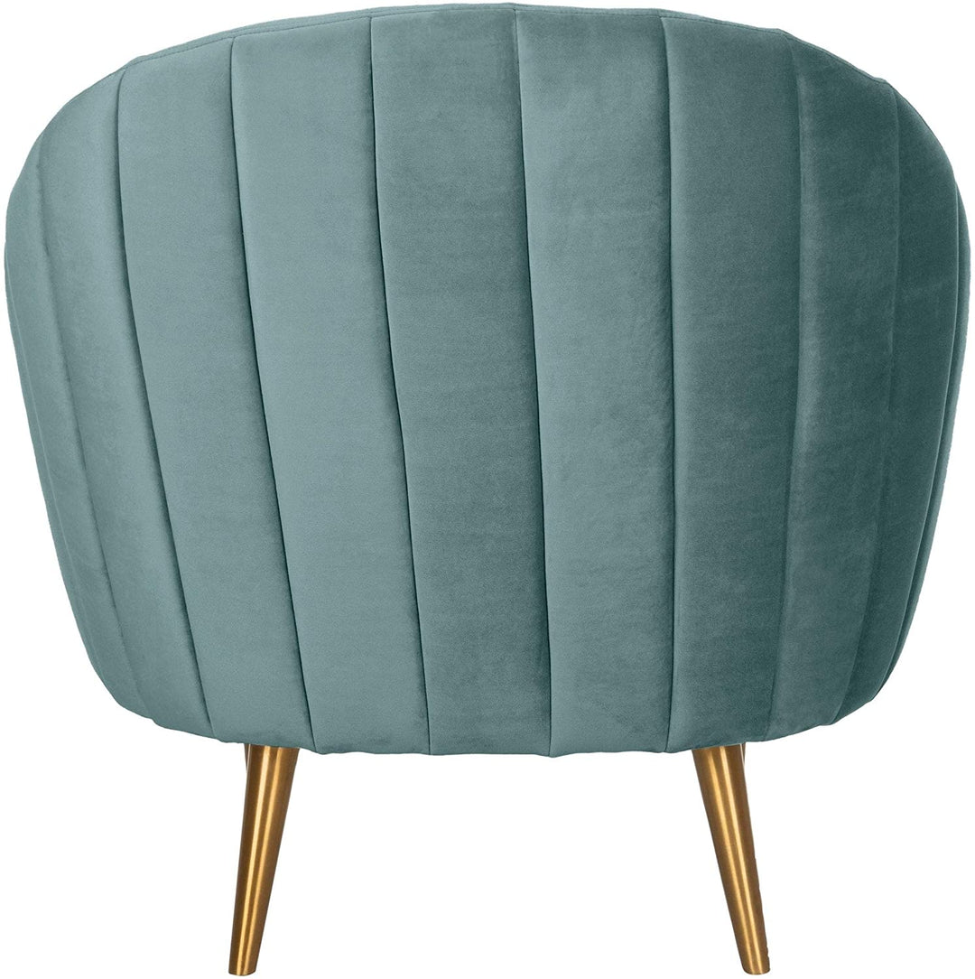 Tufted Tub Chair Seafoam/Gold Blue Solid Casual Glam Modern Contemporary Fabric Metal Wood Goldtone Finish Cushions