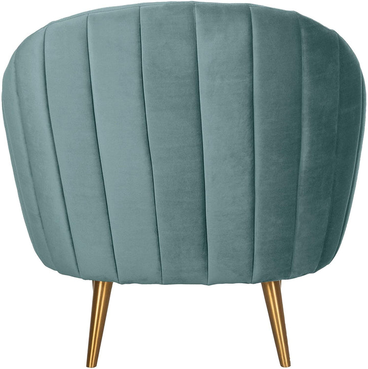 Tufted Tub Chair Seafoam/Gold Blue Solid Casual Glam Modern Contemporary Fabric Metal Wood Goldtone Finish Cushions