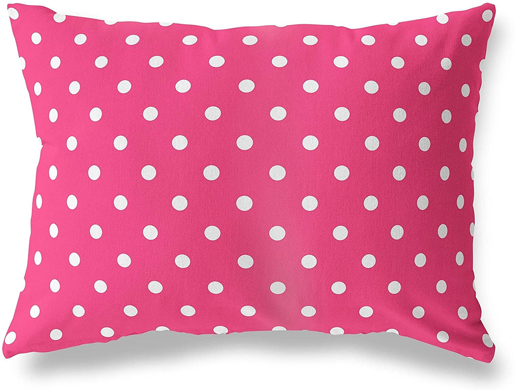 Polka Dots Pink Lumbar Pillow by Pink Dot Modern Contemporary Polyester Single Removable Cover
