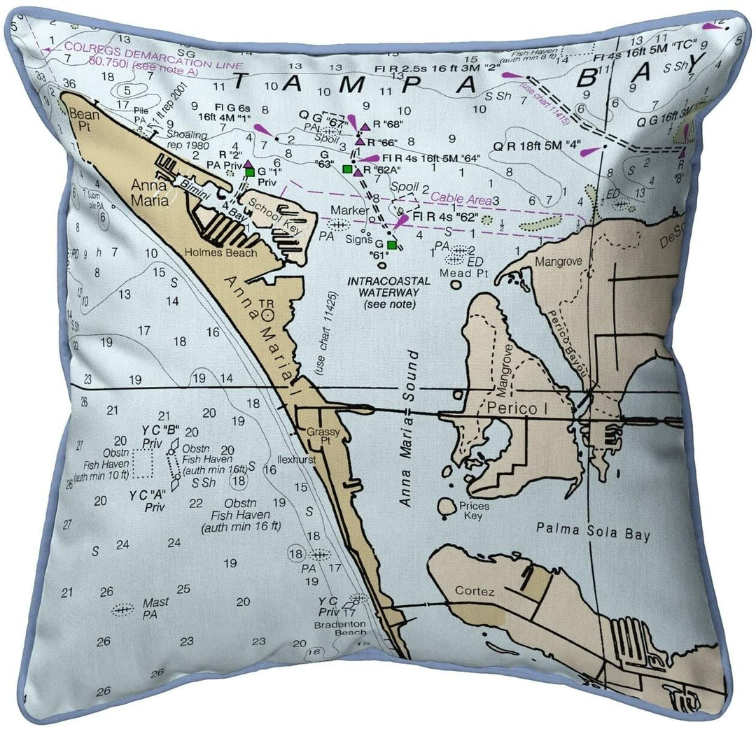 Island Fl Nautical Map Small Pillow 12x12 Color Graphic