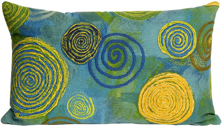 Graffiti Swirl Indoor/Outdoor Pillow Cool 12"x20" Blue