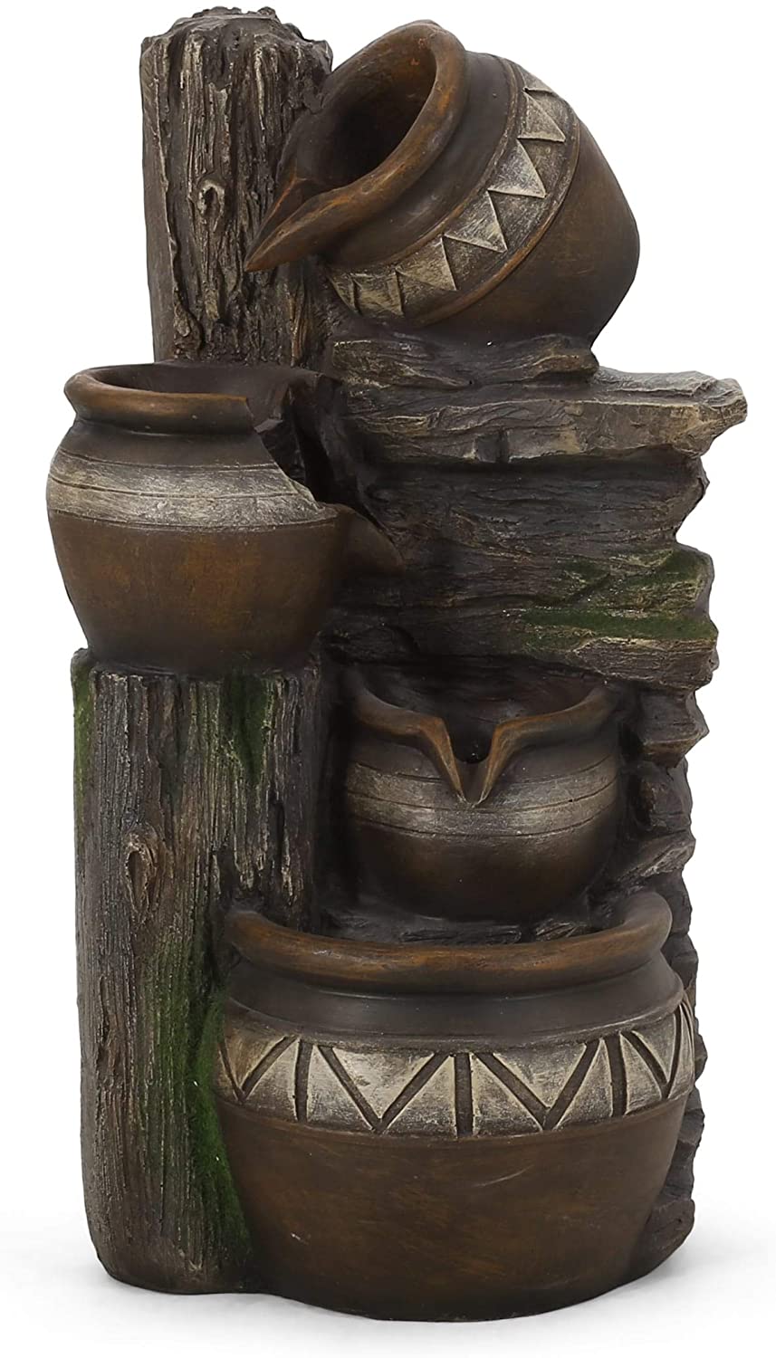 Outdoor Tier Jar Fountain 4 Brown Traditional