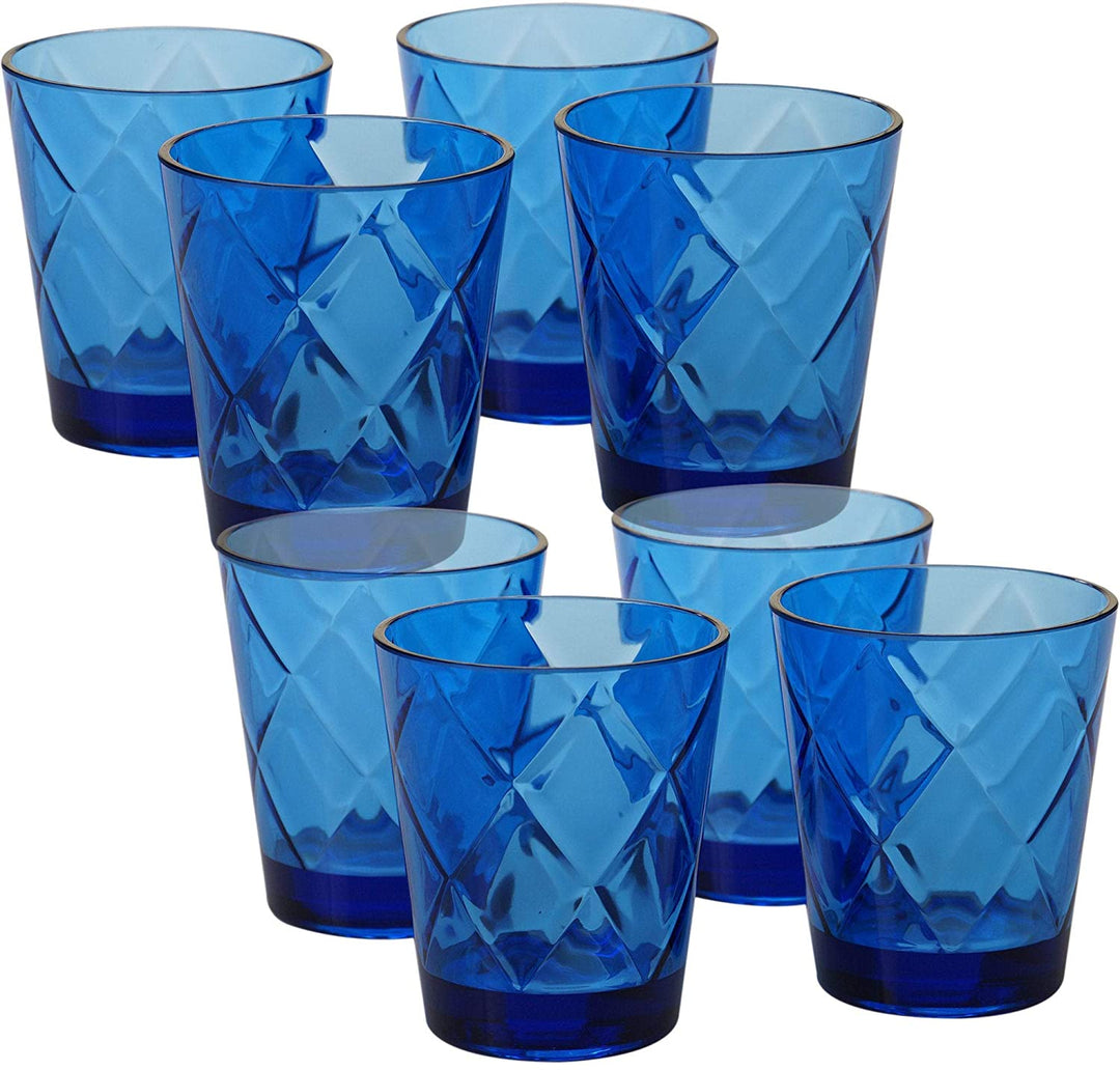 Cobalt Blue Acrylic 15 Ounce Diamond Double Old Fashion