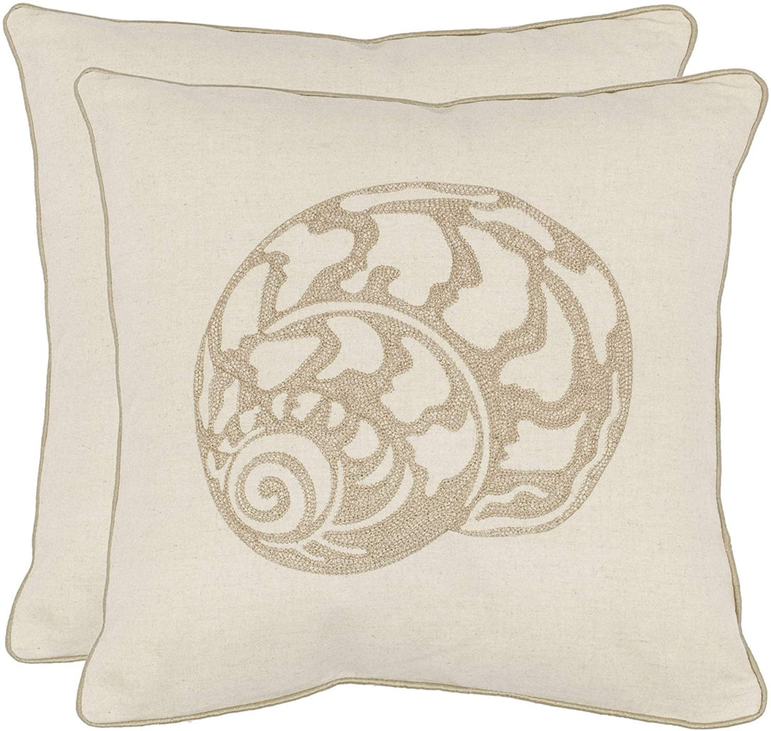 Sea Shell 18 inch Cream Decorative Pillows (Set 2) Off White