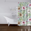 MISC Green Tropical Leaves Burgundy Hibiscus Shower Curtain by 71x74 Green Floral Tropical Polyester