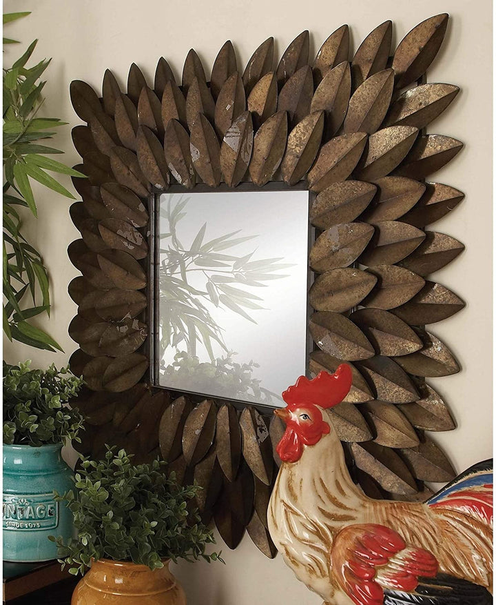 Metal Wall Mirror 30' X Antique Brown