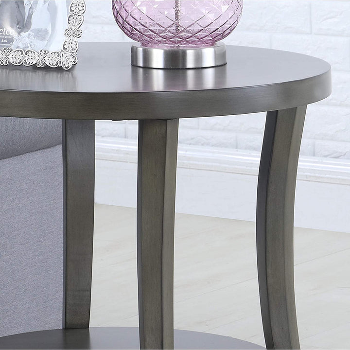 Contemporary Oval Shelf End Table Gray Grey Modern Wood Finish - Diamond Home USA