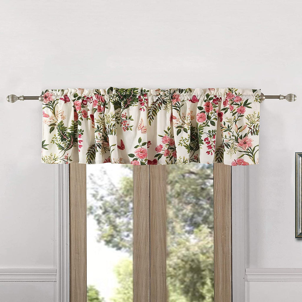 Butterflies Window Valance Floral Nature Farmhouse Traditional 100% Polyester Lined