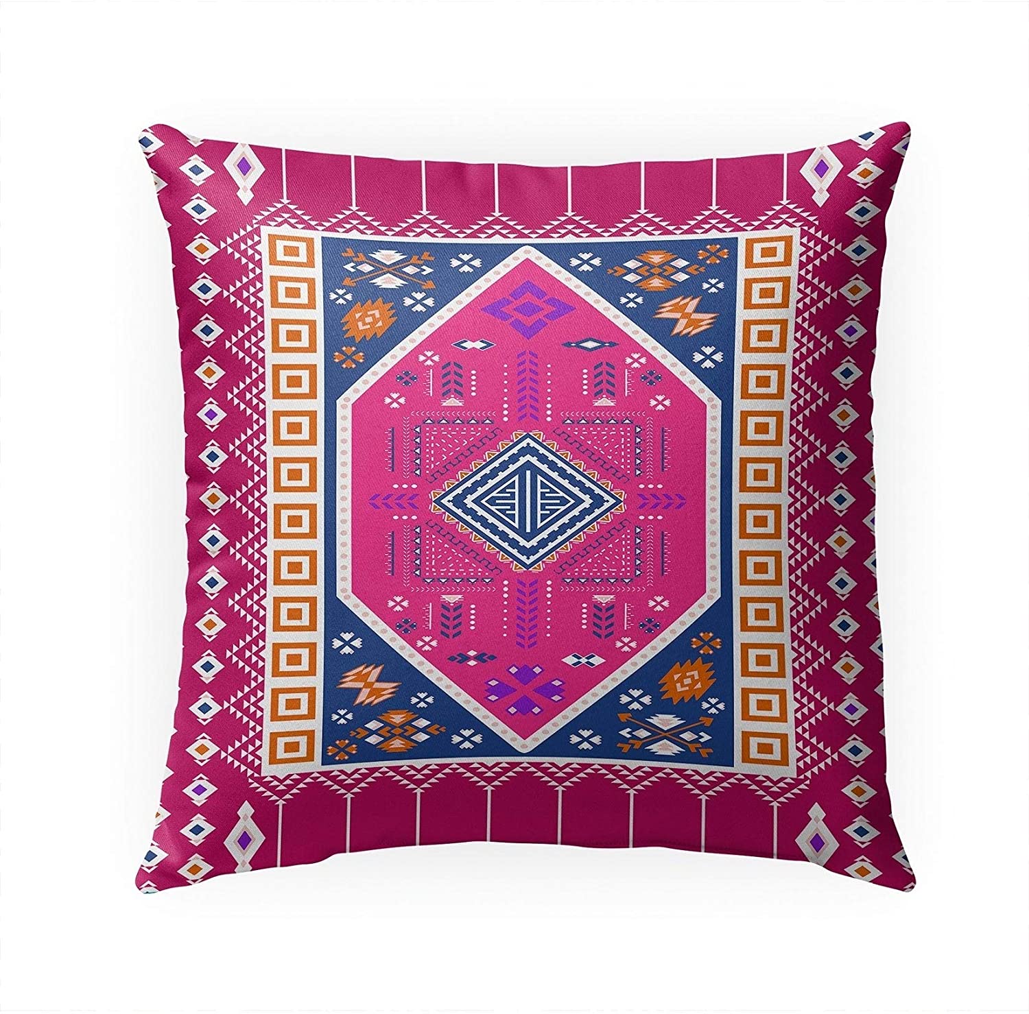 MISC Blue Pink Indoor|Outdoor Pillow by 18x18 Pink Geometric Southwestern Polyester Removable Cover