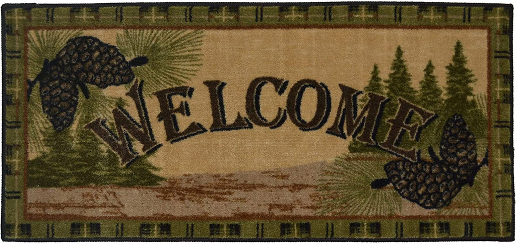 Forest Welcome Accent Rug 20"x44" Color Nature Lodge Rectangle Nylon Contains Latex