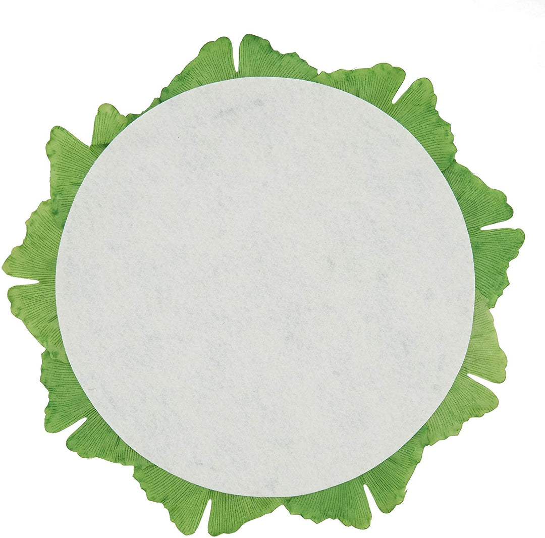 Cloth Table Mats Leaf Design (Set 4) Green Round Polyester