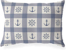 UKN Anchor Blue Lumbar Pillow Blue Geometric Nautical Coastal Polyester Single Removable Cover