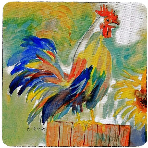 Rooster Coaster Set 4 Color Synthetic Fiber