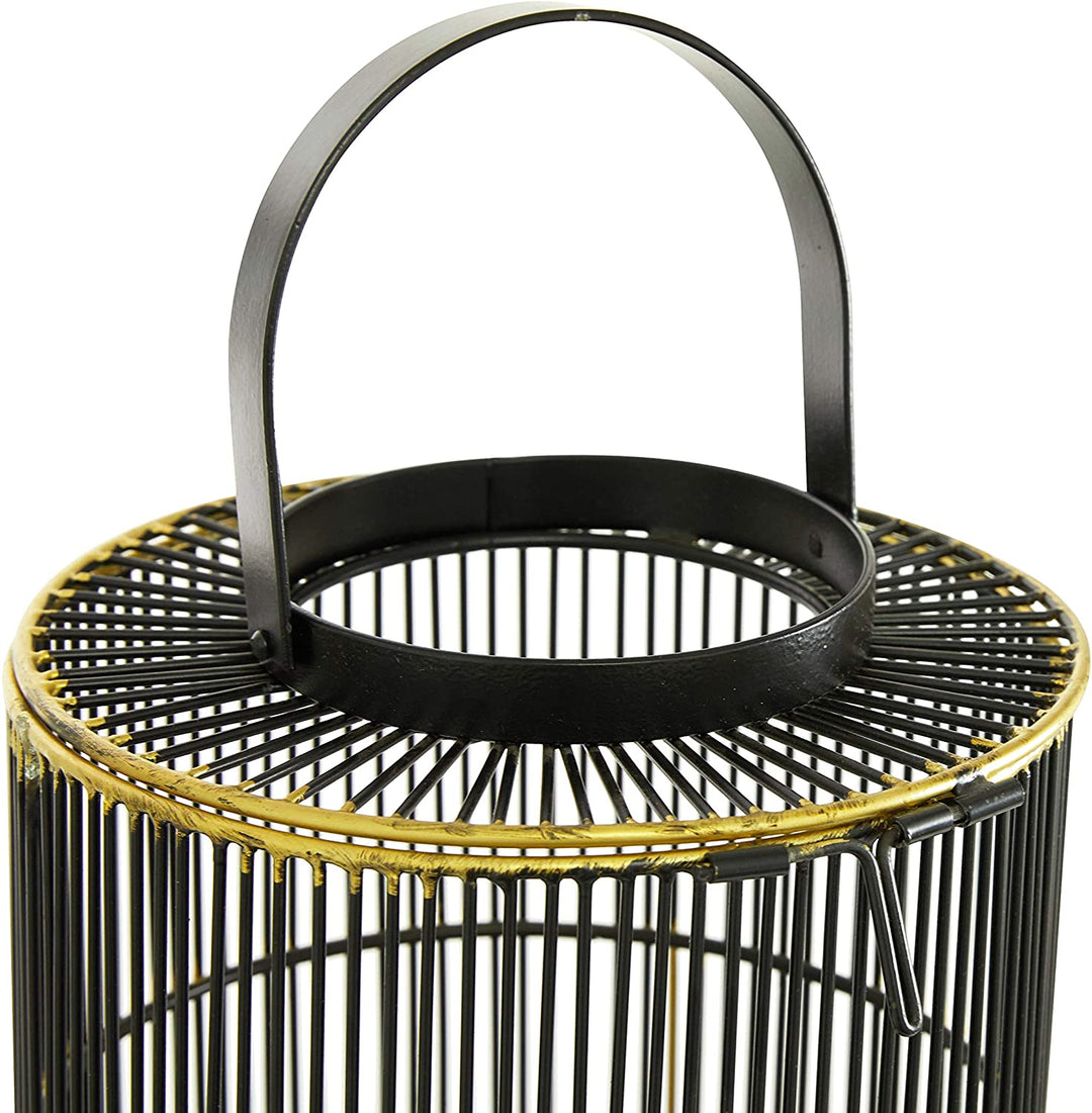 Large Round Metal Lanterns Handles Set 2 9 X 15round Black - Diamond Home USA