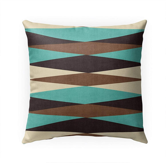 Teal Indoor|Outdoor Pillow by 18x18 Blue Geometric Modern Contemporary Polyester Removable Cover