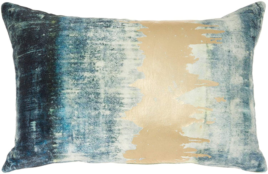 Unknown1 Teal Throw Pillow (14" X 20") Blue Solid Color Cotton Single