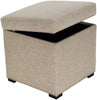 MISC Camel Square Upholstered Nail Trimmed Storage Ottoman Beige Solid Traditional Polyester Wood Finish Nailheads