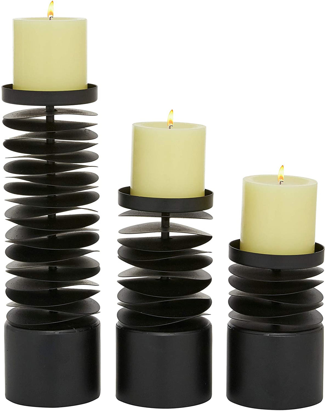 Round Black Metal Layered Candle Holders Set 3 6" 8" 12" 4 X