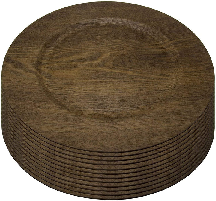 12 Piece 13 Inch Wooden Skin Chargers Brown