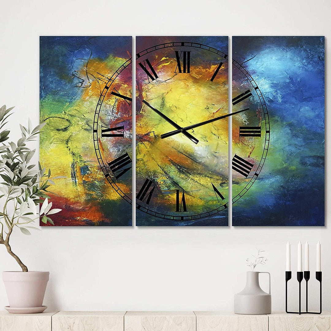 Birth Star' Large Modern Wall Clock 3 Panels 36 Wide X 28