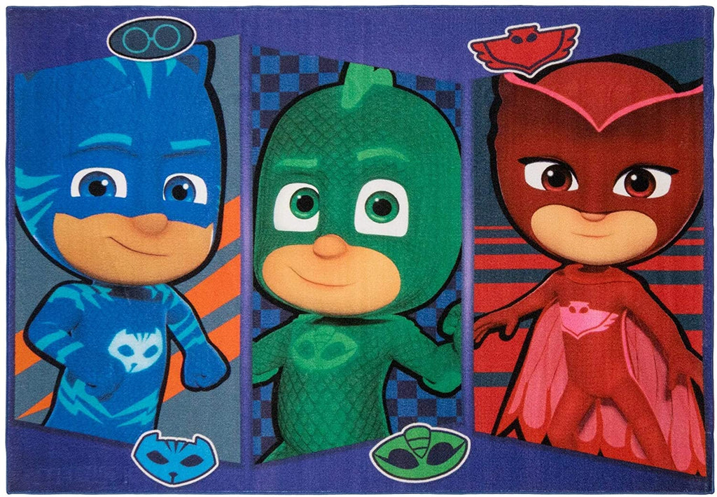 UKN Pj Masks Patch Area Rug (4'6"x6'6") 4' X 6'/Surplus Color Novelty Kids Tween Rectangle Polyester Latex Free