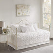 Bright White Chenille Daybed Set Medallion Pattern Bedding Textured Soft Cotton Fabric Shabby Chic 5 Piece