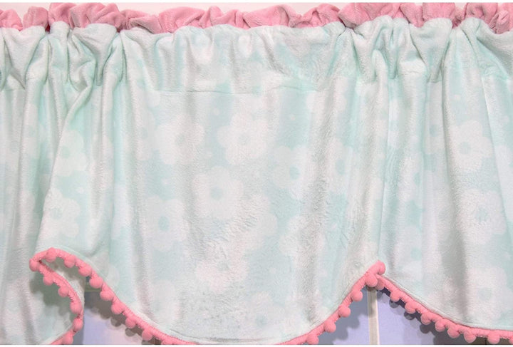 Aqua Pink Wings Window Valance Blue Polyester - Diamond Home USA