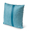 Zen Stripe Block Teal Indoor|Outdoor Pillow by 18x18 Blue Modern Contemporary Polyester Removable Cover