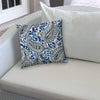 Navy/Cobalt Jumbo Indoor/Outdoor Zippered Pillow Cover Blue Paisley Bohemian Eclectic Polyester Closure