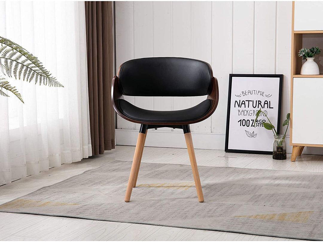 Home Beyond Black Synthetic Leather Leisure Chair Solid