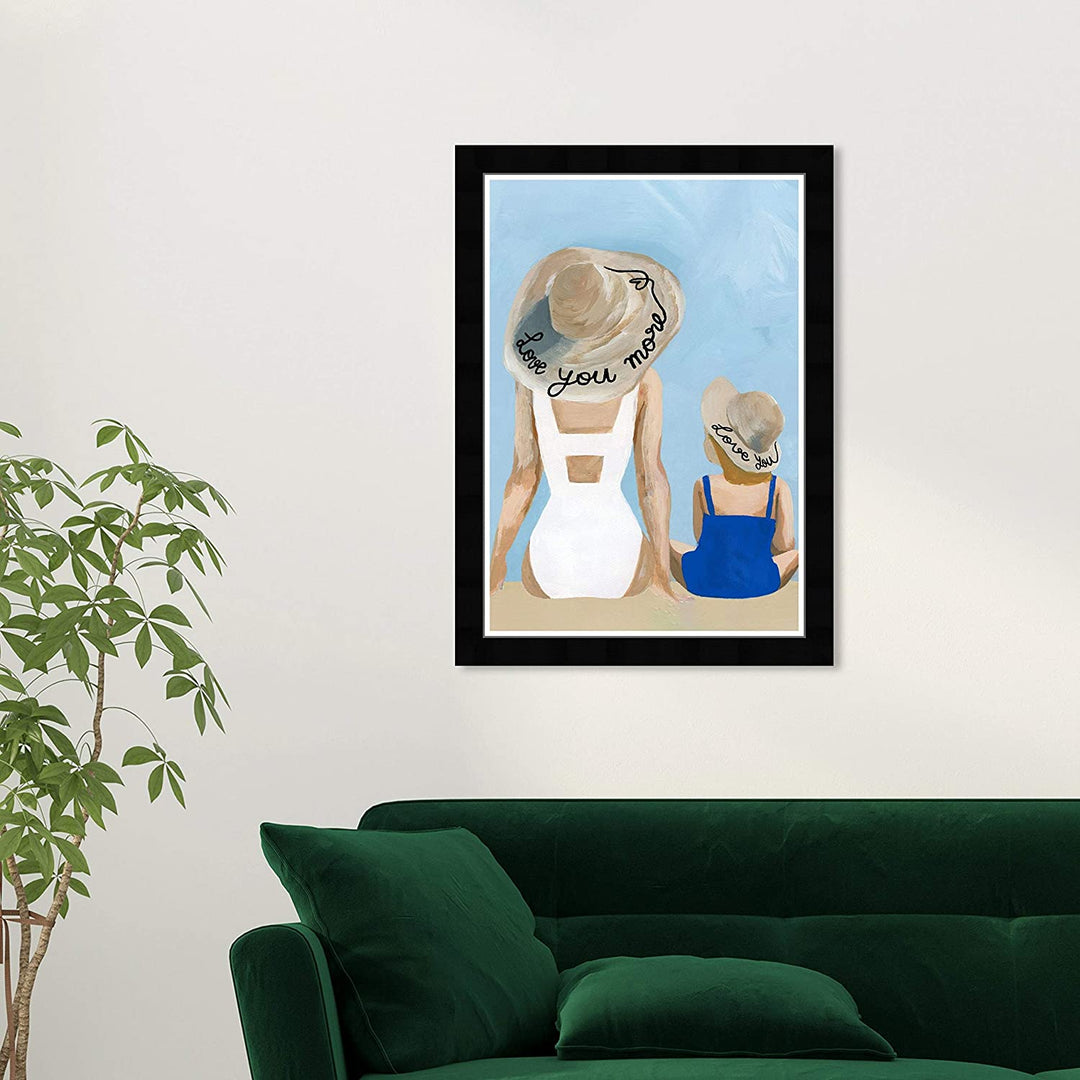 Love You ore' People Portraits Wall Art Framed Blue Brown