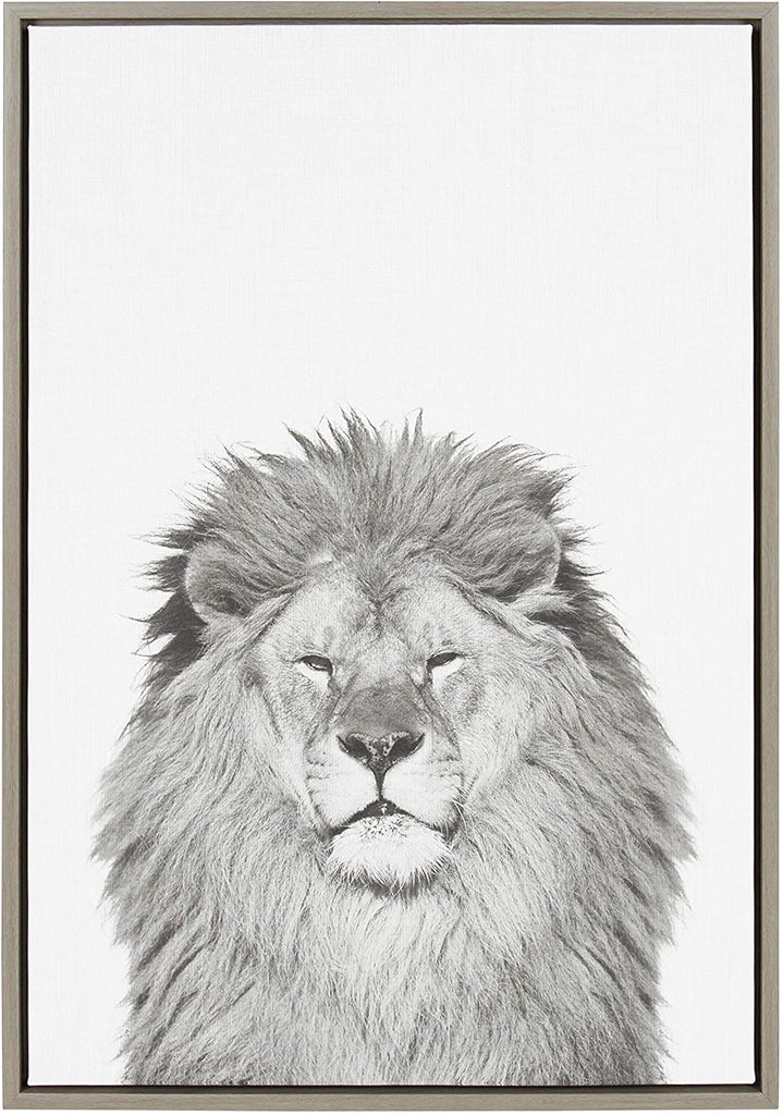 Lion Framed Canvas Wall Art Te Tai Gray 23x33 Modern Contemporary Rectangle