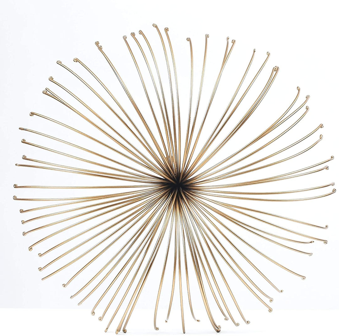 16 7in Dia Iron Flower Starburst Wall Decor Gold Modern