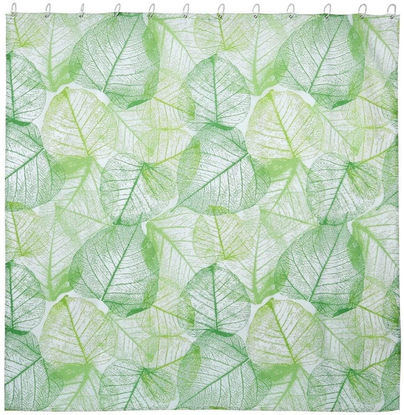 Light Green Leaves Vein Bathroom Shower Curtain Graphic Casual Polyester