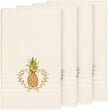 Turkish Cotton Pineapple Embroidered Cream 4 Piece Bath Towel Set Cream Cloth