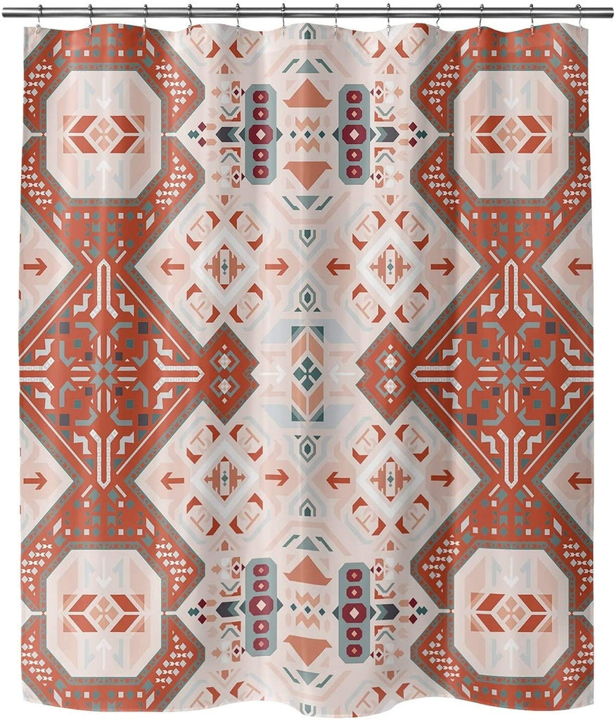 MISC Terracotta Shower Curtain by 71x74 Orange Geometric Southwestern Polyester