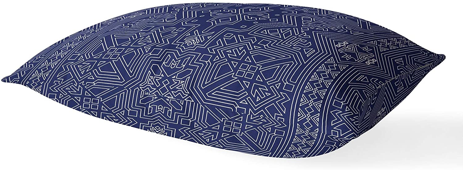 UKN Navy Lumbar Pillow Blue Geometric Southwestern Polyester Single Removable Cover