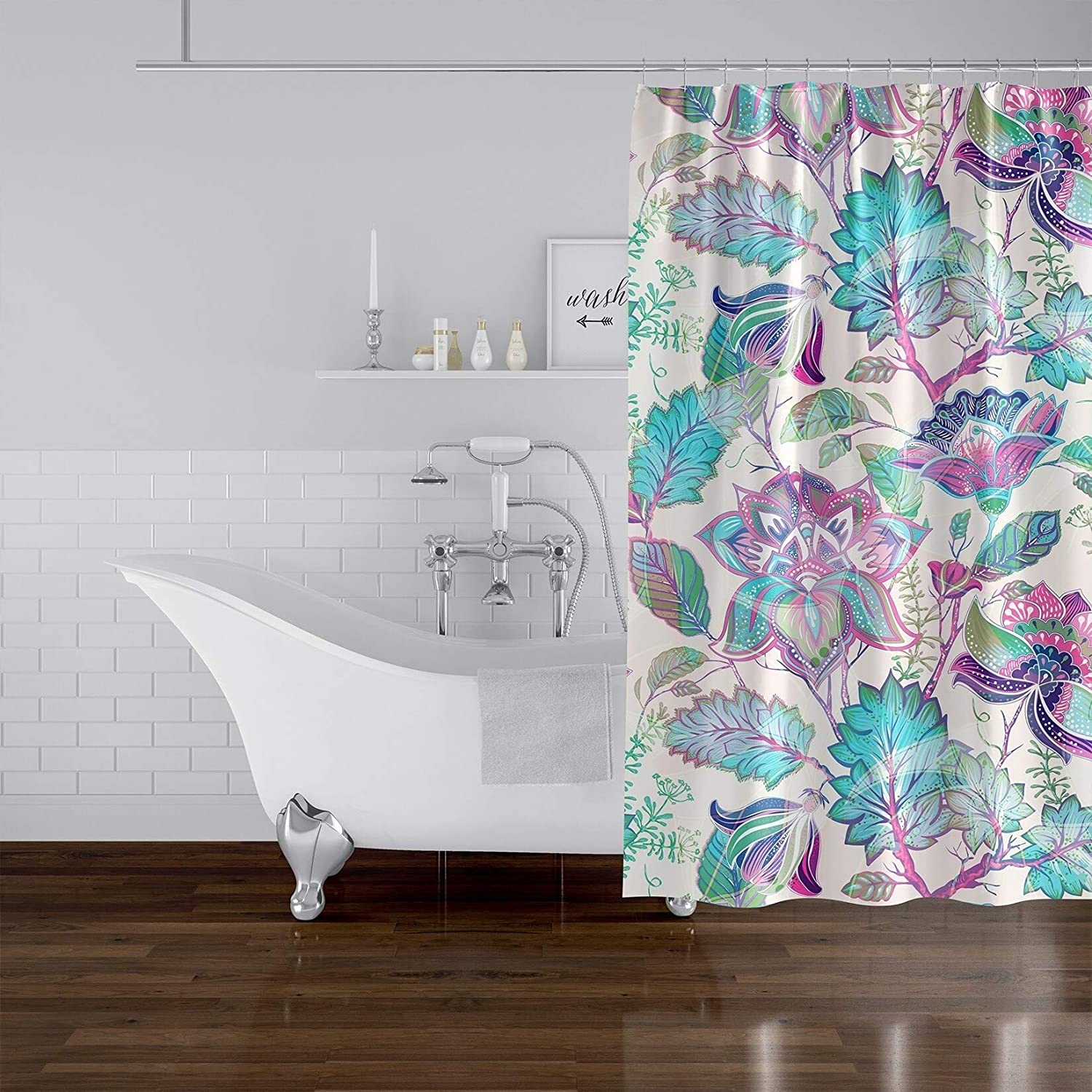 MISC Ruby Shower Curtain by 71x74 Blue Floral Cottage Polyester