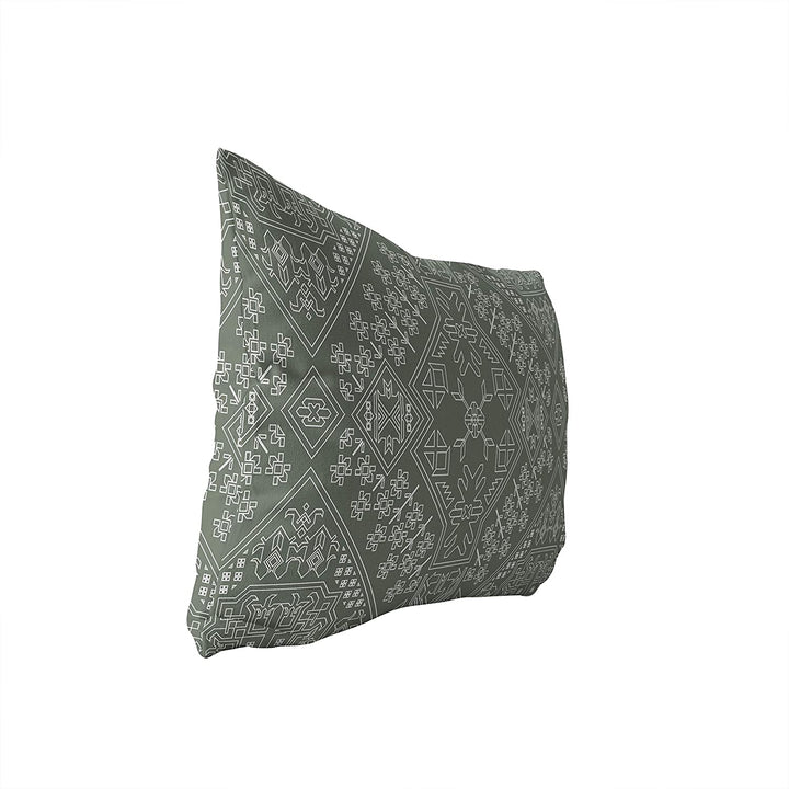 Sage Lumbar Pillow Green Geometric Southwestern Polyester Single Removable Cover - Diamond Home USA