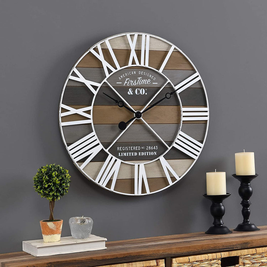 Gray Maritime Farmhouse Planks Clock American Crafted Wood