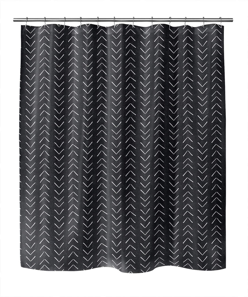 MISC Mudcloth Big Arrows B+w Shower Curtain by Black Geometric Southwestern Polyester