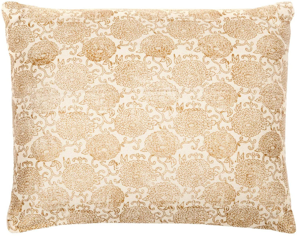 Rose Cream Decorative Accent Pillow Gold White Modern Contemporary Cotton Handmade